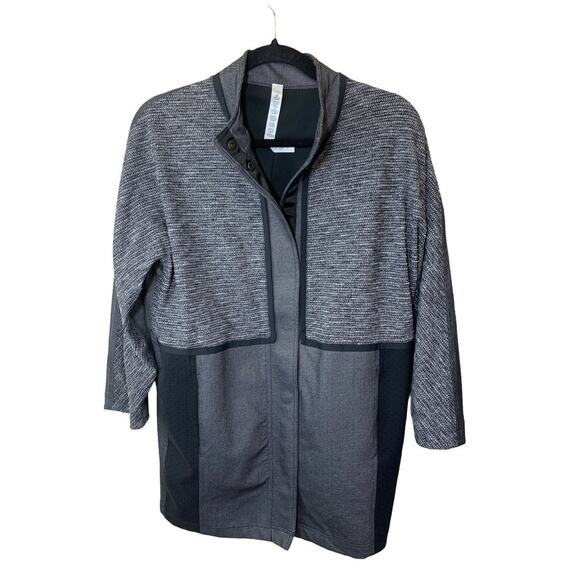 Lululemon XS Cocoon Car Coat Black Grey Snaps Oversized Jacket Pockets - Picture 2 of 9